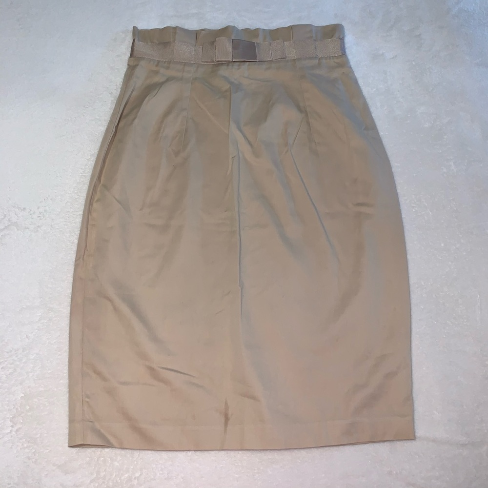 Miss Sixty Beige High Waist Bow Detail Midi Skirt - Picture 3 of 6